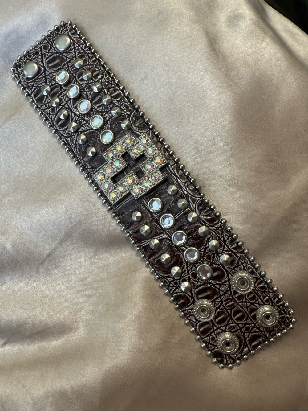 Embellished Cross Wide Cuff Leather Bracelet NWOT - Picture 2 of 6